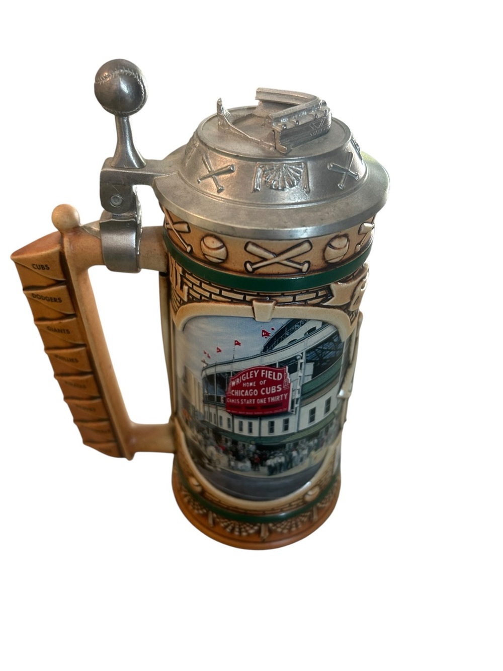 Wrigley Field Ceramic Beer Stein in Green and Tan